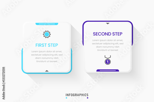 Vector Infographic label design template with icons and 2 options or steps. Can be used for process diagram, presentations, workflow layout, banner, flow chart, info graph.