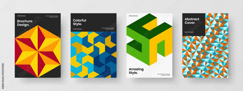 Obraz premium Creative postcard vector design illustration composition. Premium mosaic shapes flyer concept set.