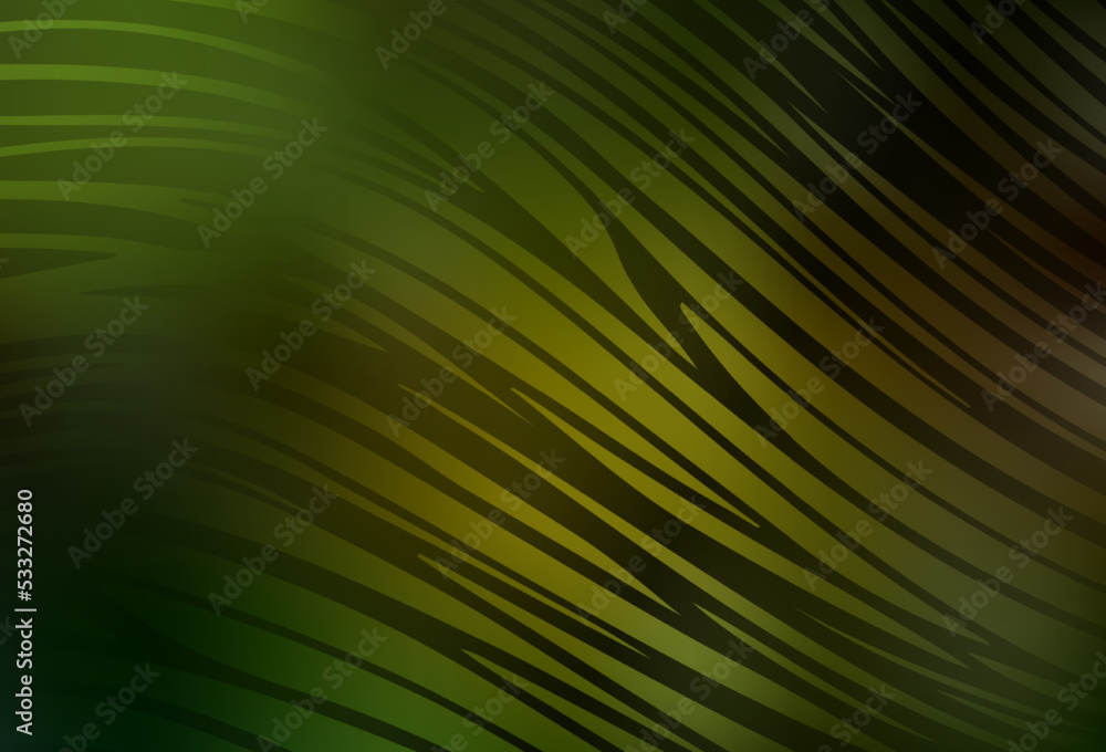 Obraz premium Dark Green, Yellow vector pattern with bent lines.