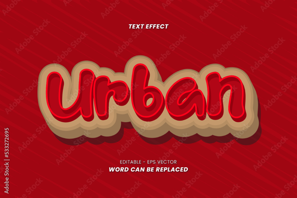 Editable Text Effects - Modern Theme, Urban Words on Red Background