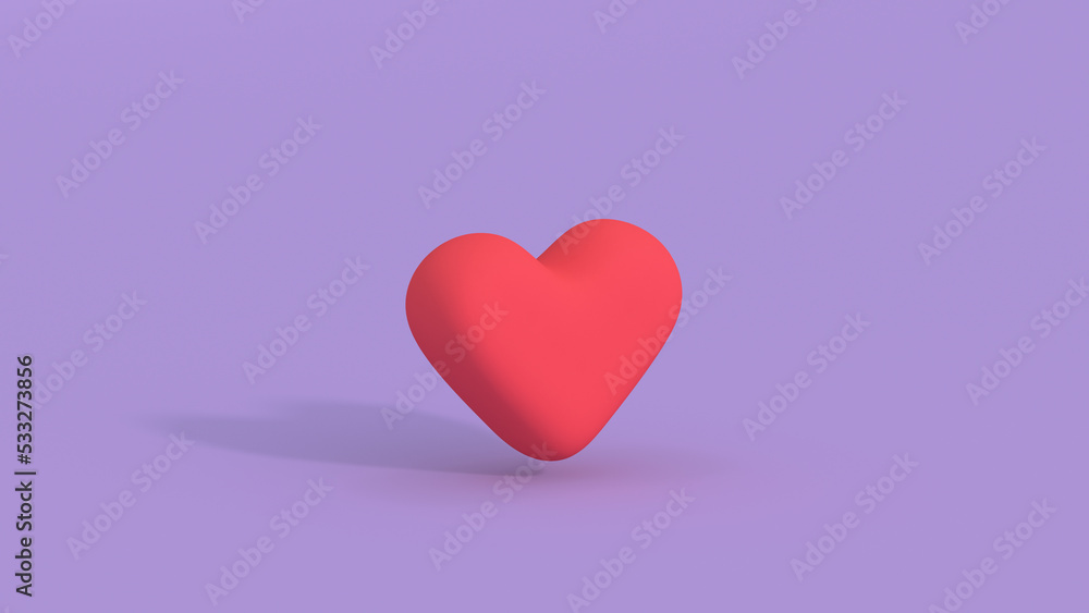 Minimal heart 3D render illustration