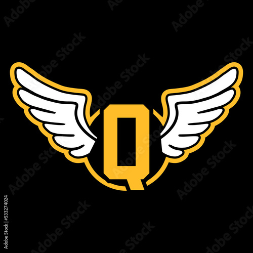 Q logo wing for identity. vector illustration for your brand.