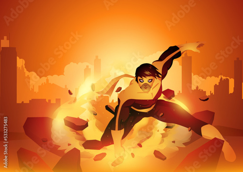Superhero unleashing his spectacular power