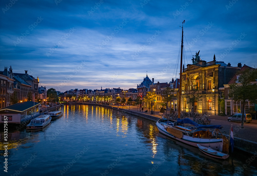 Fototapeta premium view of the old town Haarlem and Spaarne river