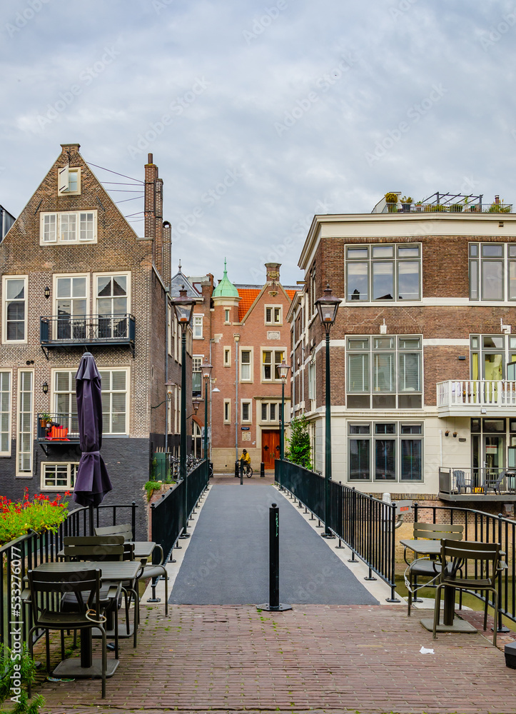 Historic houses in a city center, Dordrecht, Nederland 
