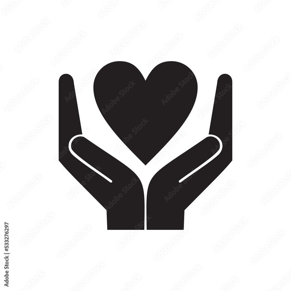 hand and heart icon logo symbol