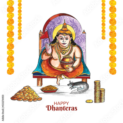 Shubh dhanteras festival celebration lord kuber card background