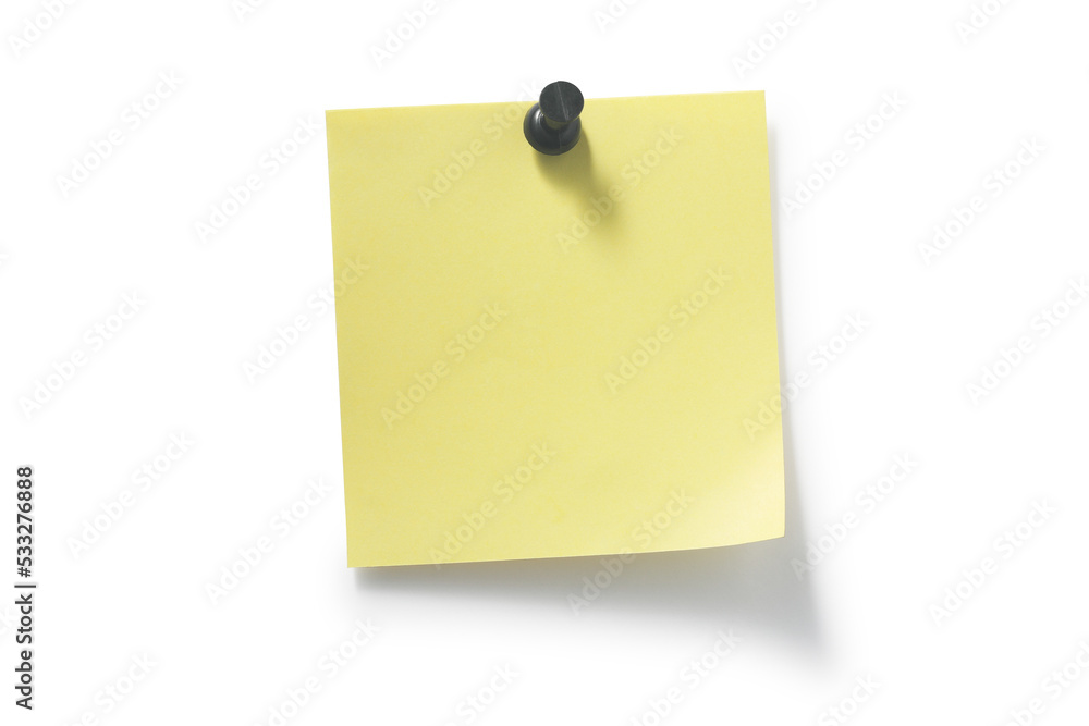 black pushpin and yellow sticky notes black pushpin and yellow sticky notes