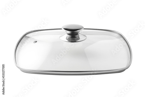 Glass lid for the pan on white