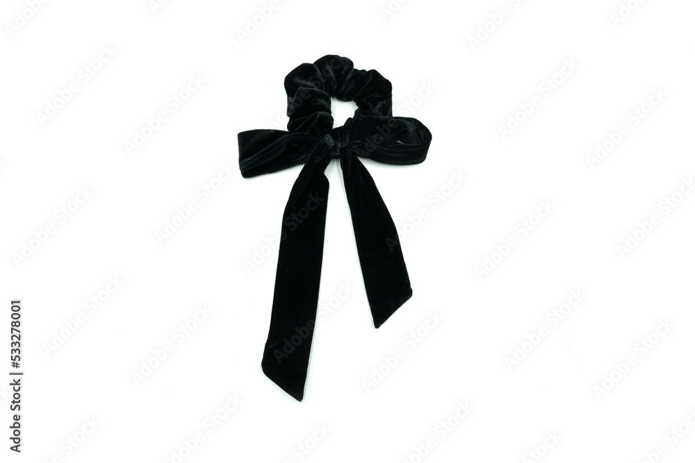Black hair scrunchie isolated on white background. Black hair scrunchie isolated on white background.