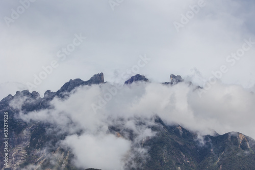 Extreme Close-up image of beautiful Mount Kinabalu  Sabah  Borneo