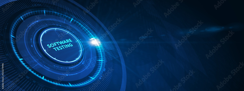 Inscription SOFTWARE TESTING on the virtual display. Business, modern technology, internet and networking concept. 3d illustration Inscription SOFTWARE TESTING on the virtual display. Business, modern technology, internet and networking concept. 3d illustration