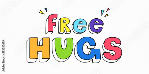 Free hugs color illustration over white