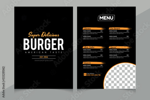 Special burger menu or food menu Design Template