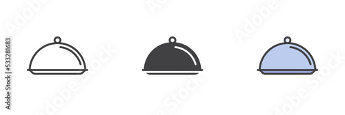 Food tray different style icon set