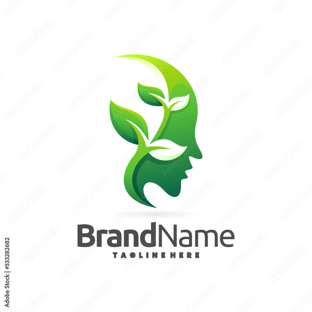 mental health people logo with nature green leaf concept mental health people logo with nature green leaf concept