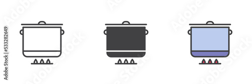 Cooking pot different style icon set
