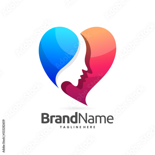 mental health logo in heart or love shapes concept