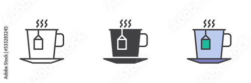 Cup of tea different style icon set