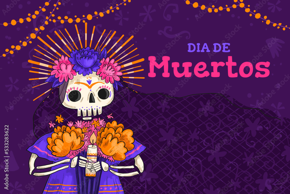 Day Of The Dead background. Dia De Los Muertos. Vector Illustration.
