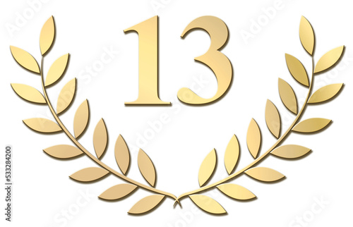 Gold laurel wreath 13 PNG isolated on a white background photo