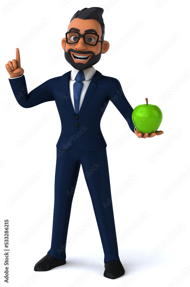 Fun 3D cartoon illustration of an indian businessman Fun 3D cartoon illustration of an indian businessman