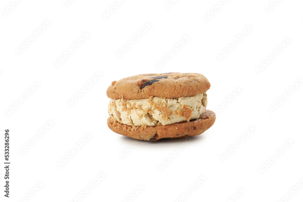 Concept of sweet food, cookies with ice cream, isolated on white background Concept of sweet food, cookies with ice cream, isolated on white background