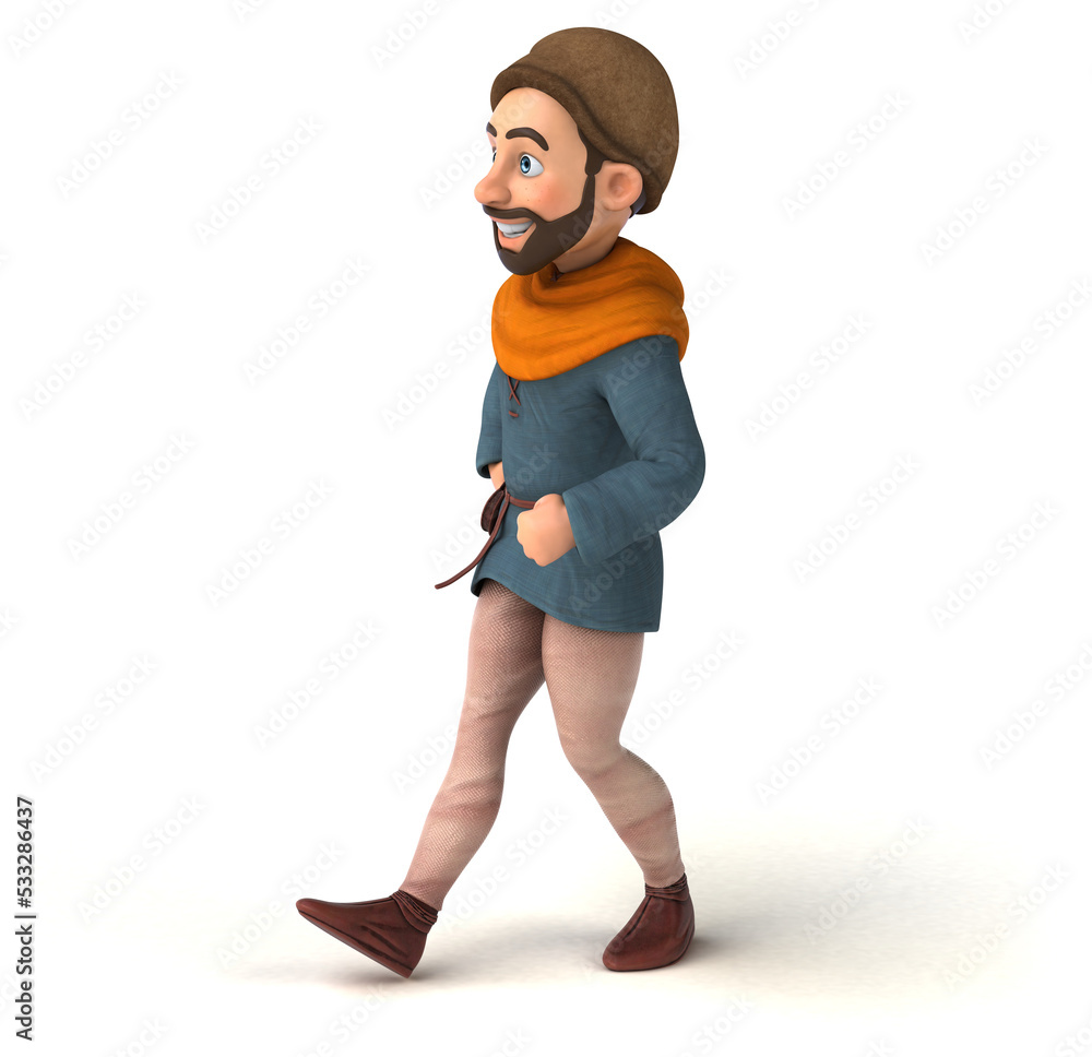 Naklejka premium Fun 3D cartoon medieval man