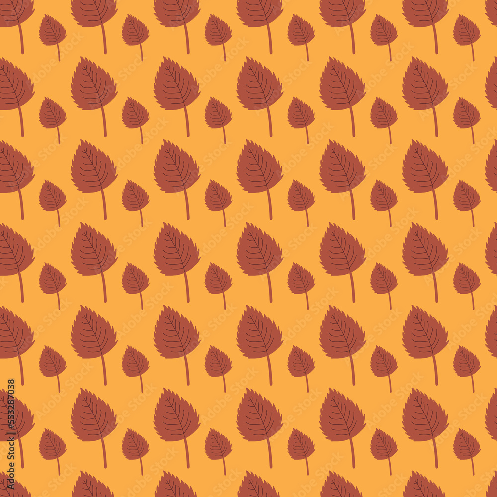 Aspen Leaves Pattern. Endless Background in red and yellow. Seamless Aspen Leaves Pattern. Endless Background in red and yellow. Seamless