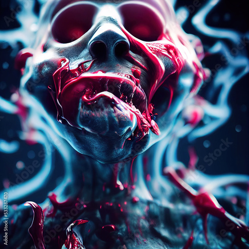 Ghoul And Blood Horror Style Printable 3D Render 