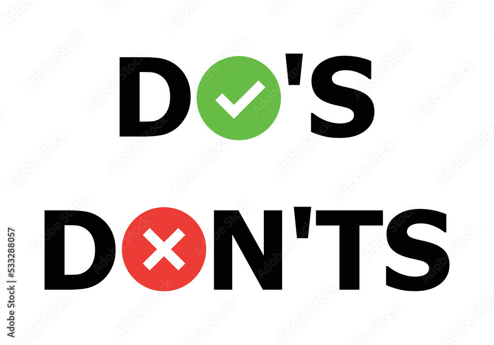 Check mark and cross vector icons. Vector Dos and checklist symbols in circle. Creative vector illustration of green tick, red cross. Art design with text do and . Right or wrong. True or false. Check mark and cross vector icons. Vector Dos and checklist symbols in circle. Creative vector illustration of green tick, red cross. Art design with text do and . Right or wrong. True or false.