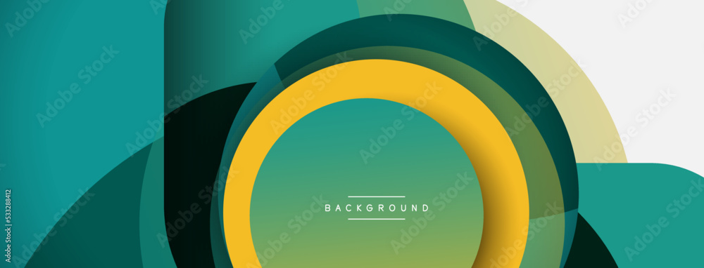 Creative geometric wallpaper. Minimal abstract background. Circles composition vector illustration for wallpaper banner background or landing page Creative geometric wallpaper. Minimal abstract background. Circles composition vector illustration for wallpaper banner background or landing page