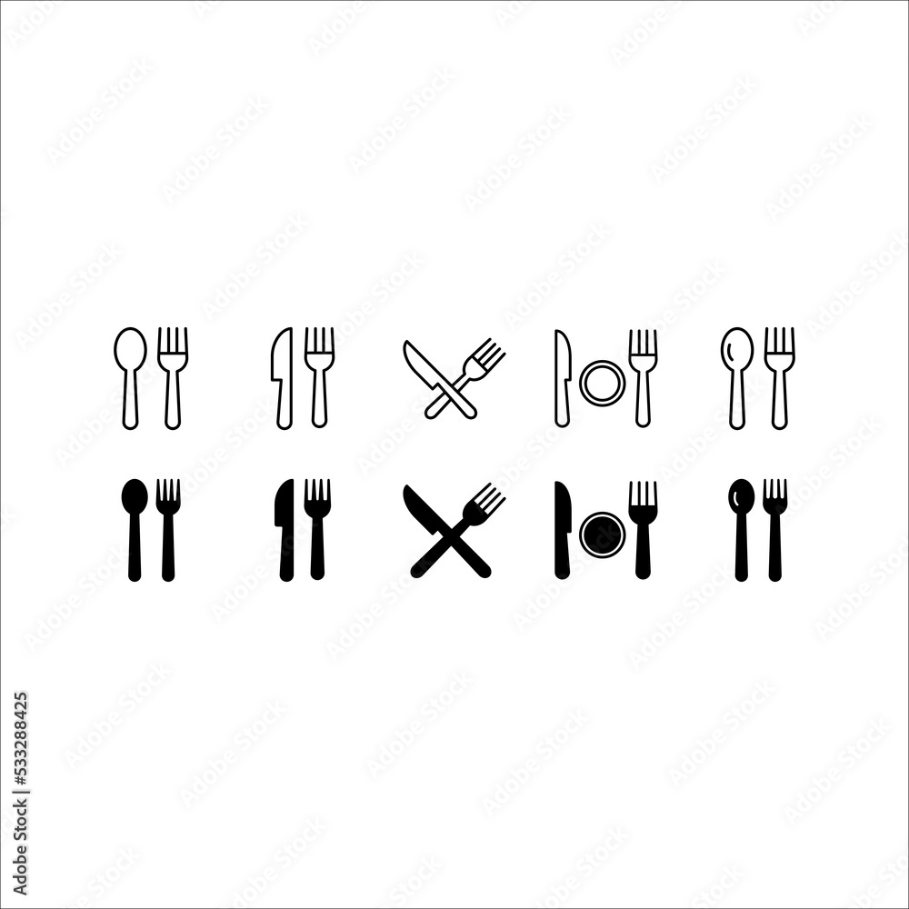 Cutlery icon. Spoon, forks, knife. restaurant business concept, vector illustration Cutlery icon. Spoon, forks, knife. restaurant business concept, vector illustration