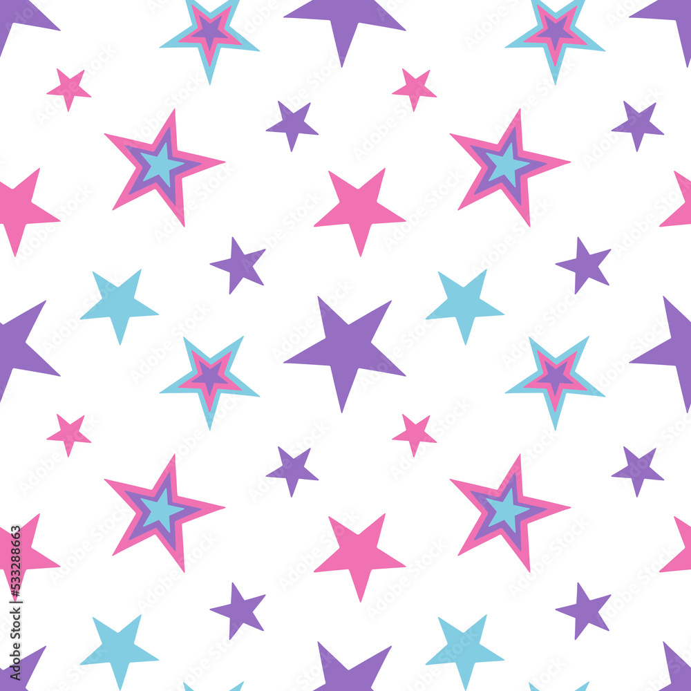 Girly pattern with stars in y2k style. Vector seamless illustration. Girly pattern with stars in y2k style. Vector seamless illustration.