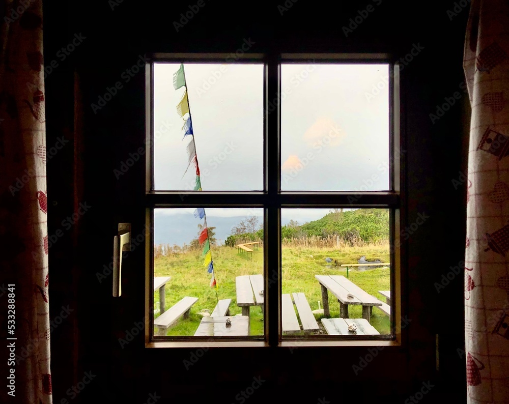  window from a mountain hut