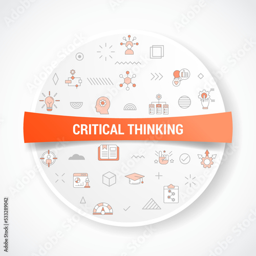 critical thinking concept with icon concept with round or circle shape for badge