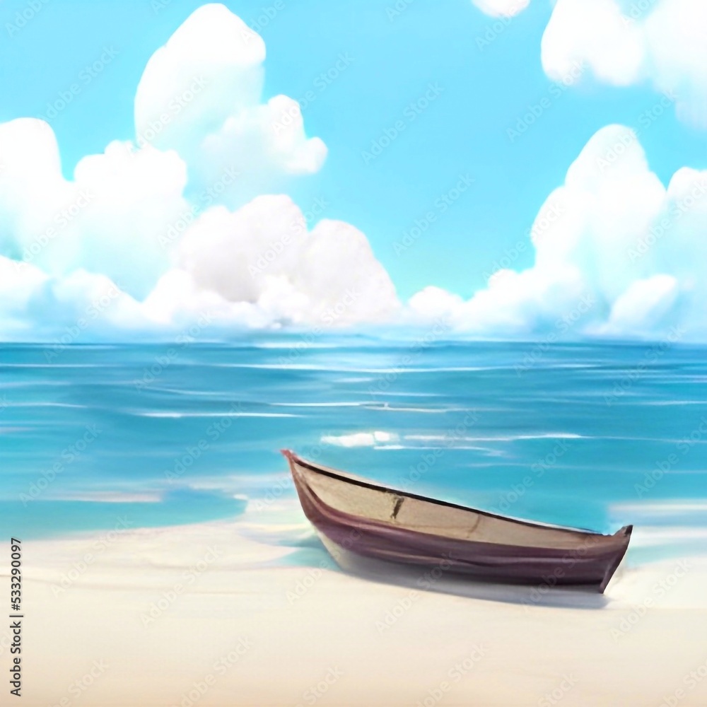 boat on the sea 2D anime Background boat on the sea 2D anime Background