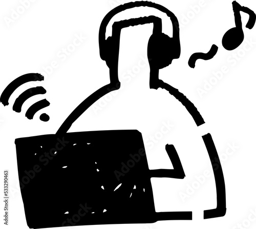 インターネットを楽しむ棒人間