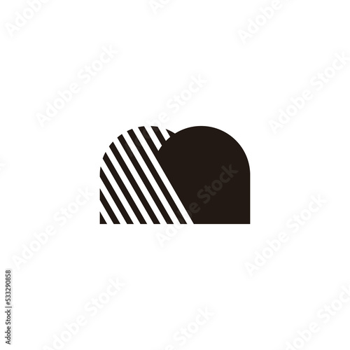 letter m stripes shadow geometric logo vector