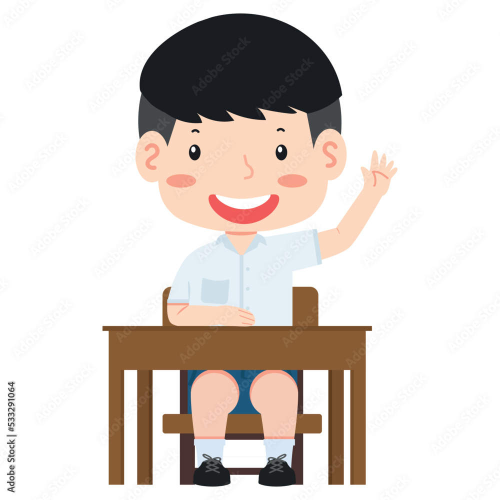 students boy Raising Hand in classroom students boy Raising Hand in classroom