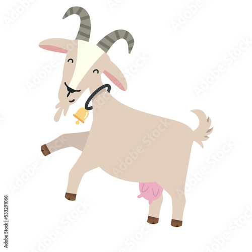 cute goat flat cartoon character