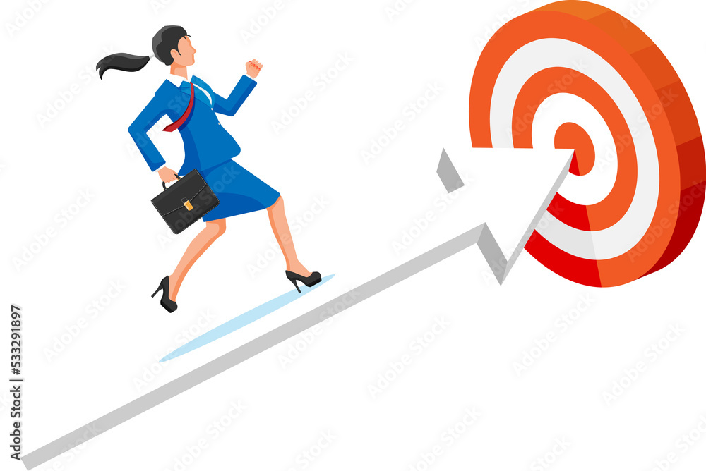 © absent84 - Businesswoman on chart ladder is fast running © absent84 - Businesswoman on chart ladder is fast running