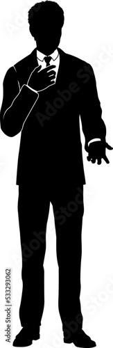 Silhouette business person man in a smart suit and tie. photo