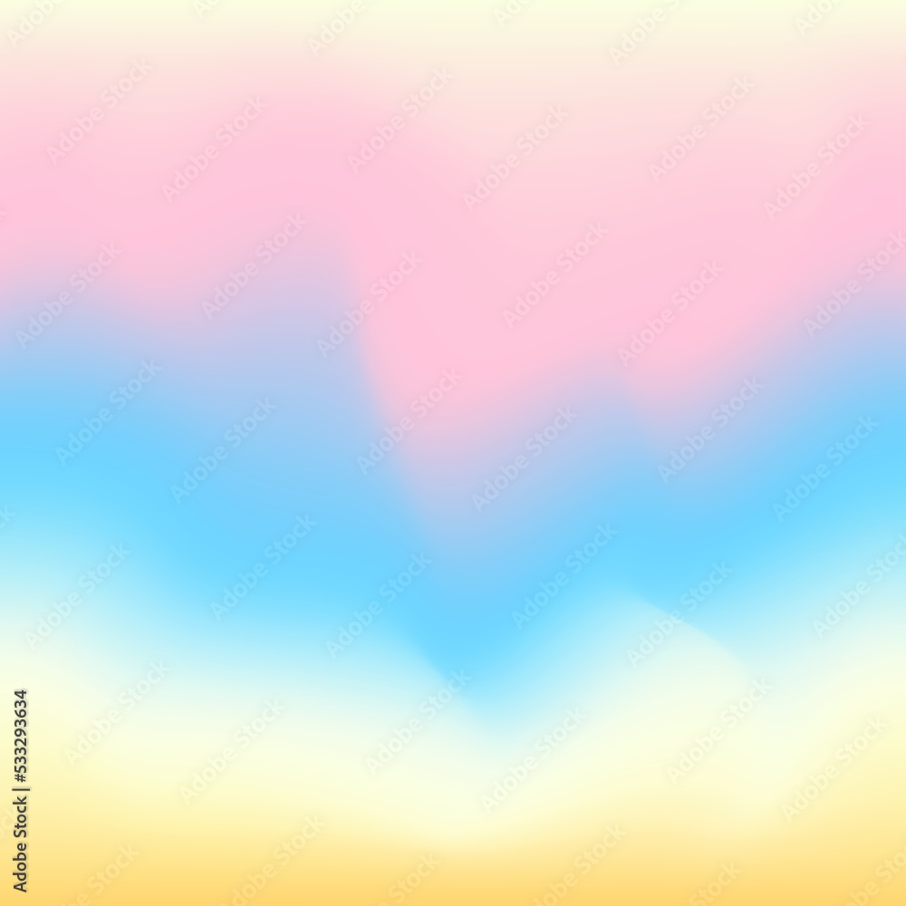 Vector mesh gradient y2k background. Abstract fluid aesthetic illustration. Soft colors pink, blue, yellow. Trendy design with copy space for text. Vibrant blurred template