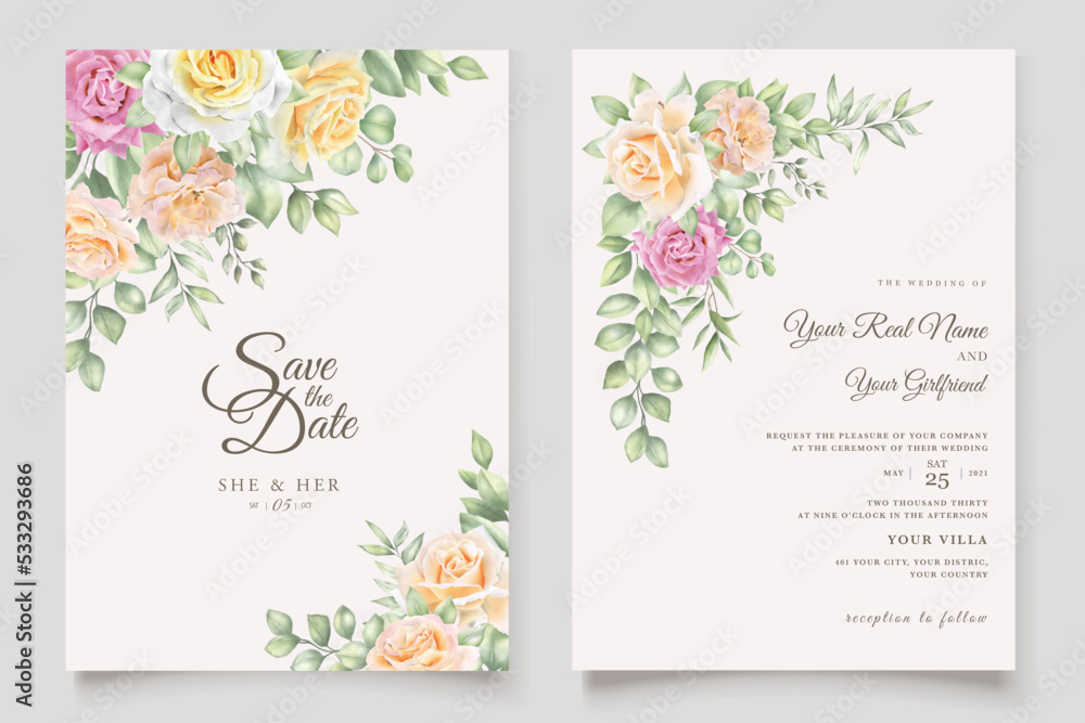 yellow rose border and frame background design card