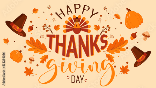 concept of thanksgiving day background in flat style design illustration