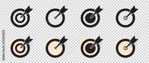 Fotografie, Obraz Target Icons Set - Different Vector Illustrations Isolated On Transparent Backgr