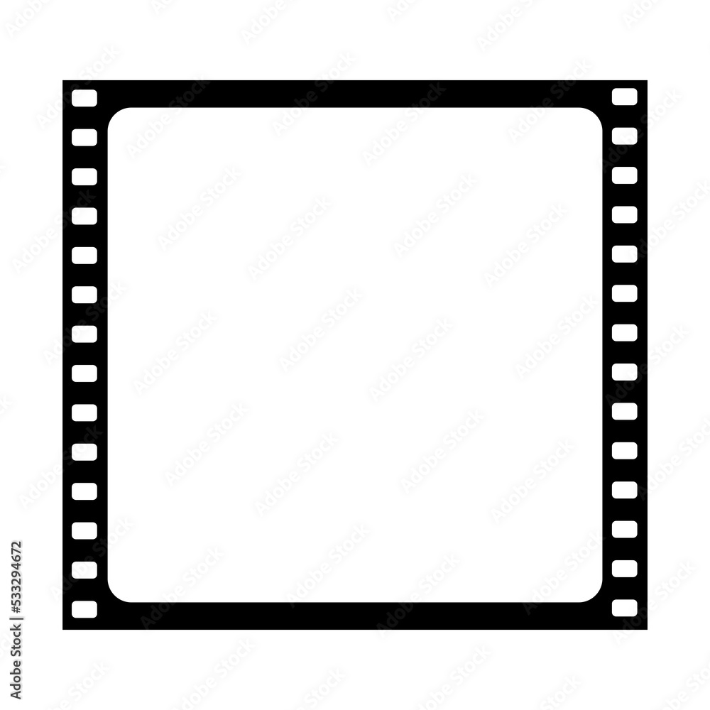 Square film frame on transparent background