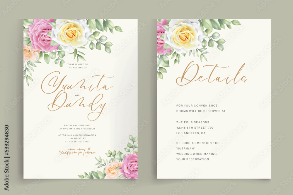 yellow rose border and frame background design card