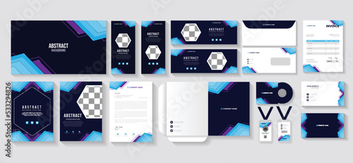 Abstract brand identity business style stationery design set